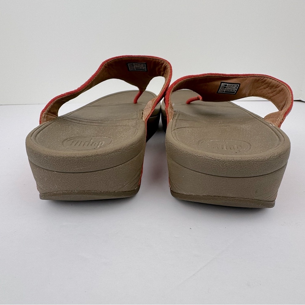 Fitflop Aztek Chada Women's Sandal Thong Slip-Ons. Size 9. Orange leather. - Picture 7 of 12